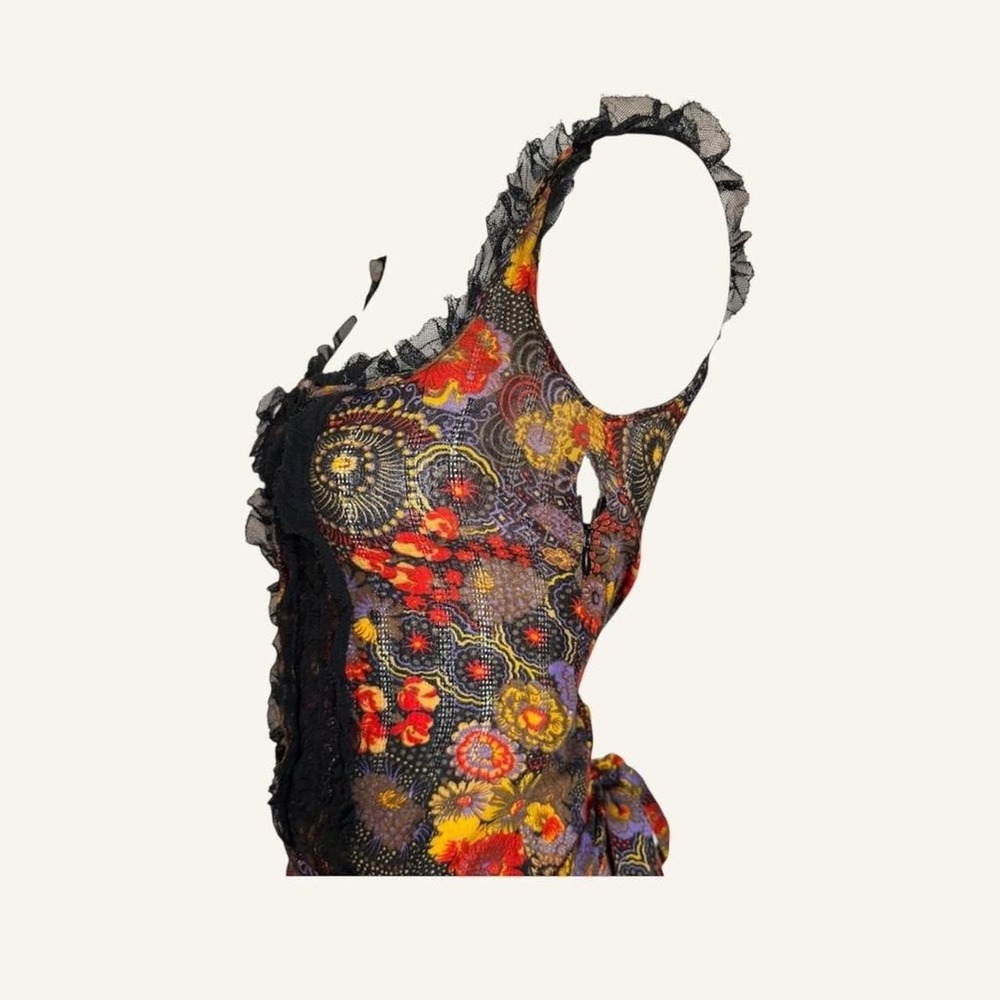 D&G Dolce Gabbana floral corset dress lace overlay vintage designer belt y2k - Picture 3 of 4